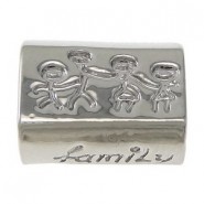 Metall großes Loch Perle "Family" Loch 5.5mm Antik silber